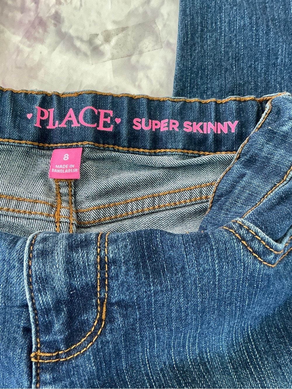 The Children's Place Girls' Dark Blue Super Skinny Adjustable StrtchJeans Size 8 - Picture 8 of 9